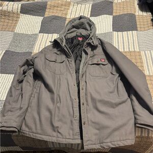 Men's Gray Hooded Jacket wragler large